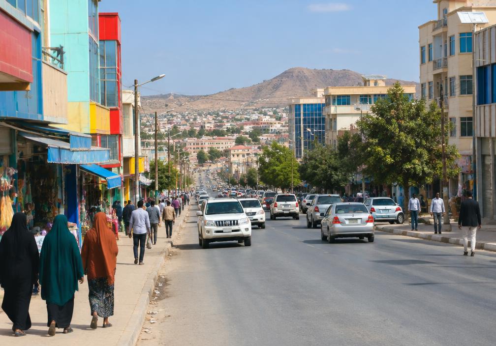 Illustrative view of a busy Hargeisa street